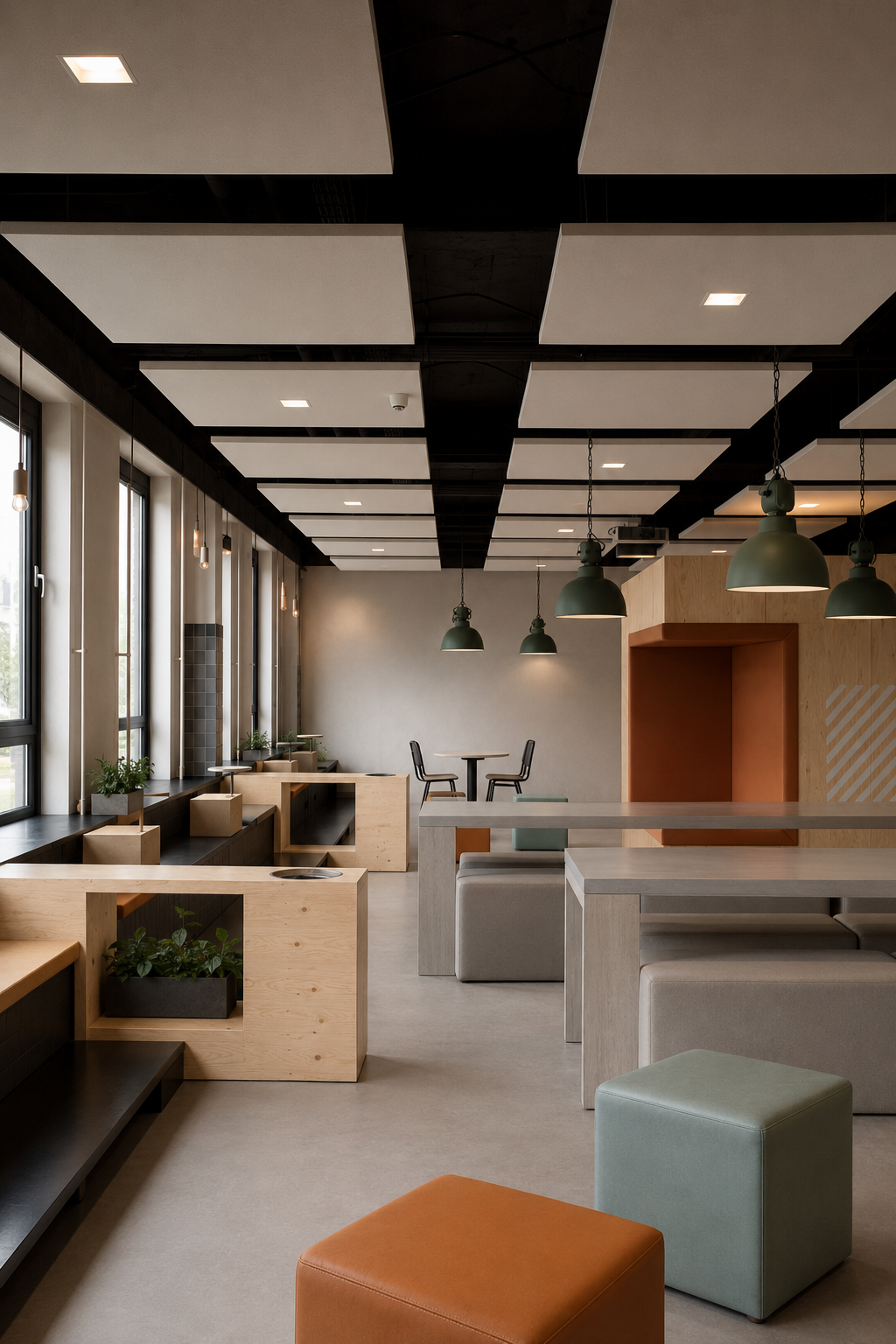 Interior con tratamiento de acondicionamiento acústico